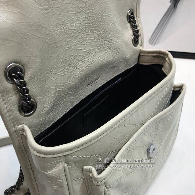 YSL爆款女士包包 聖羅蘭經典款Niki油蠟抓皺牛皮小號郵差包 YSL肩背斜挎包 533037  jjh1178
